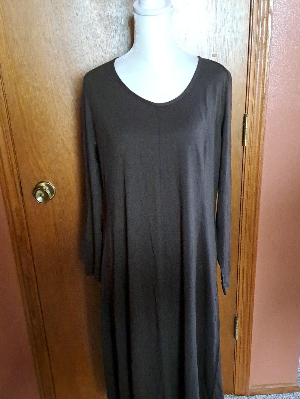 J. Jill Brown Long Sleeve Scoop Neck Dress